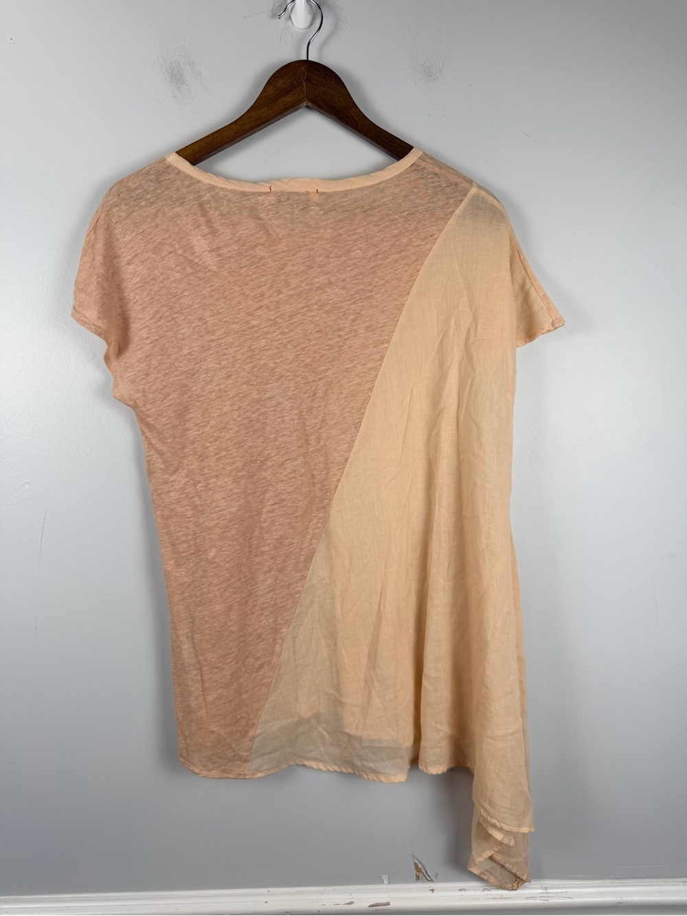 Anthropologie Stark tan pink linen/cotton asymmetrical top size medium - Picture 6 of 6